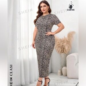 Leopard plus size bodycon dress